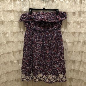 Torrid Strapless Strawberry Blue Dress Size 2